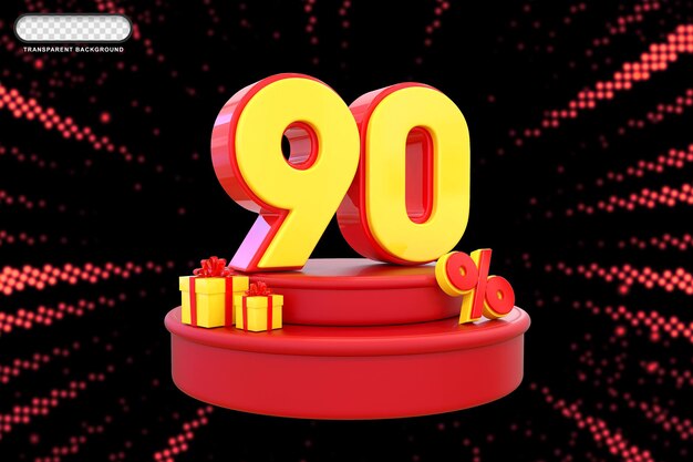 PSD 90 percent offer in 3d gift rendering