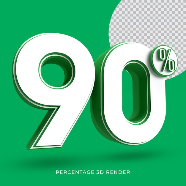 90 percentage 3D render green color