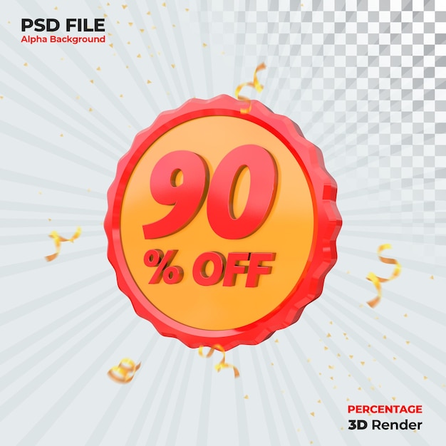 90 percentage promotion discount 3d rendering