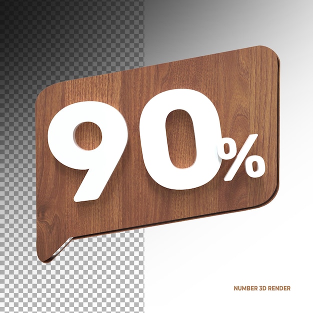 90 procent korting op korting 3D-verkoopsymbool gemaakt van realistische Wood 3D-rendering