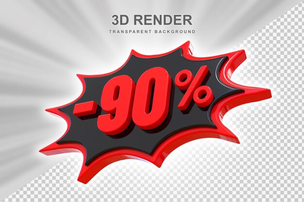 PSD 90 procent sticker korting 3d