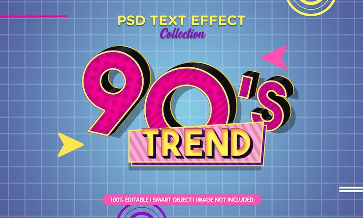PSD 90 trend of year text effect  template