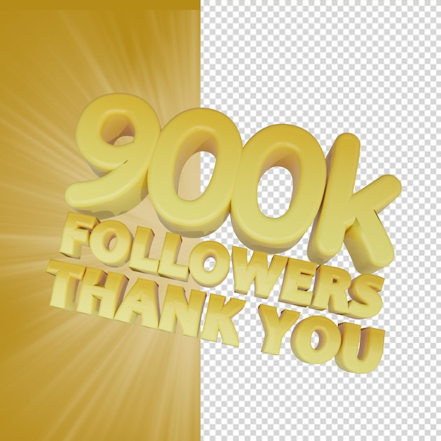 900k followers 3d renders isolated