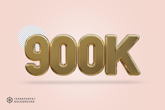 900k social media like followers text 3d render