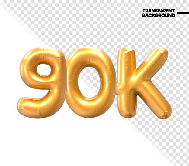 PSD 90k number gold 3d rendering