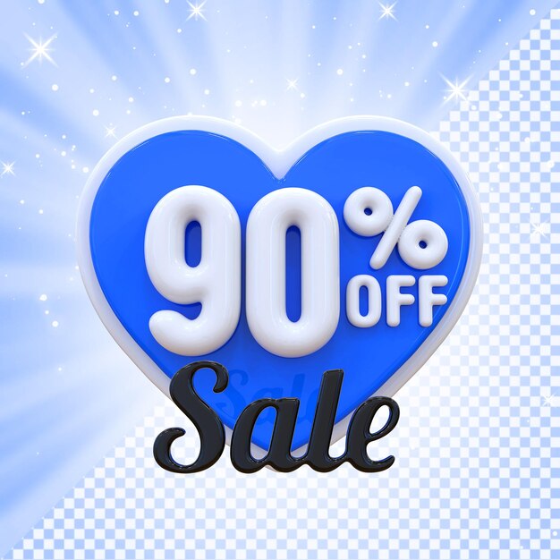 PSD 90percent promotion sale off in heart 3d