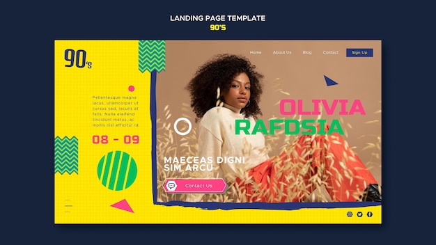 PSD 90s fashion landing page template