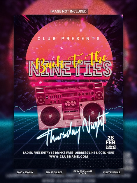 90s party flyer template