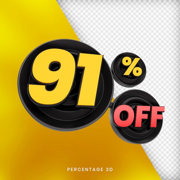 91 percentage off 3d render isolated premium psd