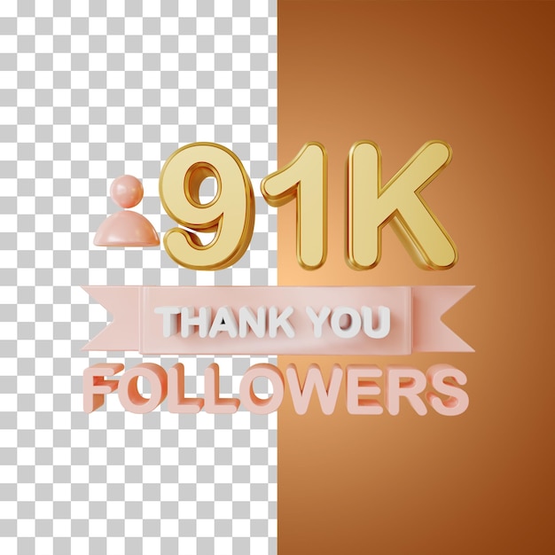 91k followers gold 3d rendering