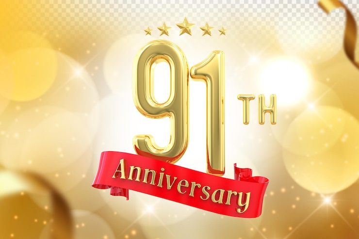 PSD 91周年 ゴールドバナー 3d