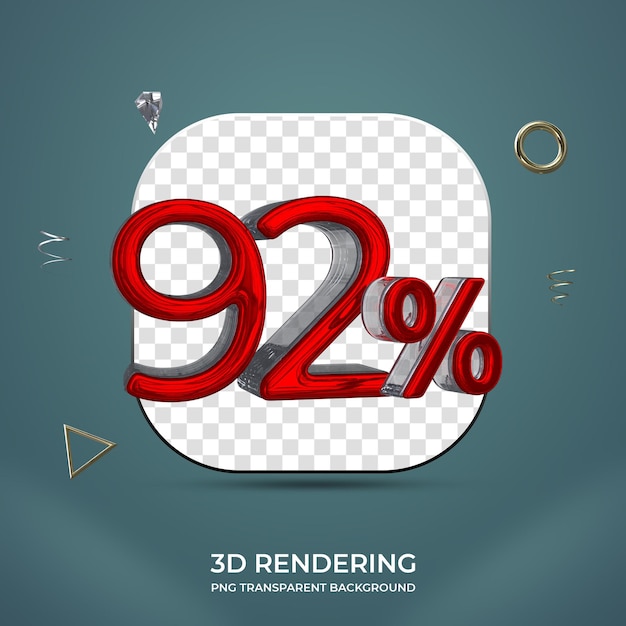 PSD 92 procent liczby 3d przezroczyste tło