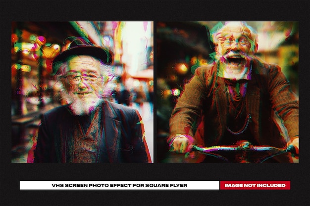 PSD effetto foto sullo schermo 92vhs per square