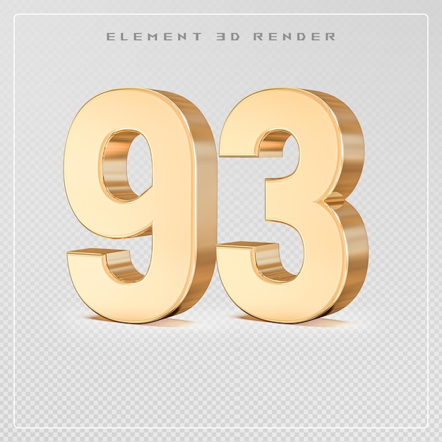 93 number golden 3d render