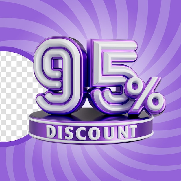 95 percent discount for online shop sale banner realistic number on podium stage 3d render concept