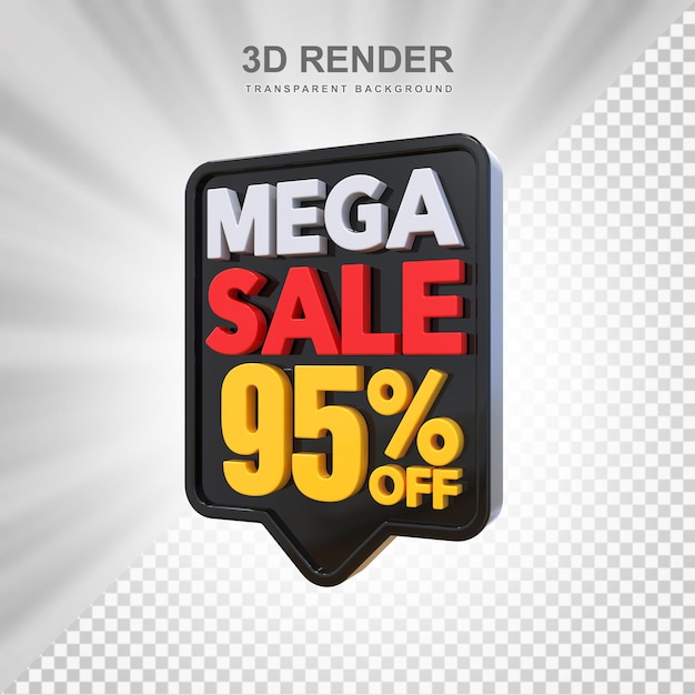 PSD 95 percent mega sale off 3d label