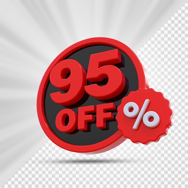 95 percent offer label in 3d render