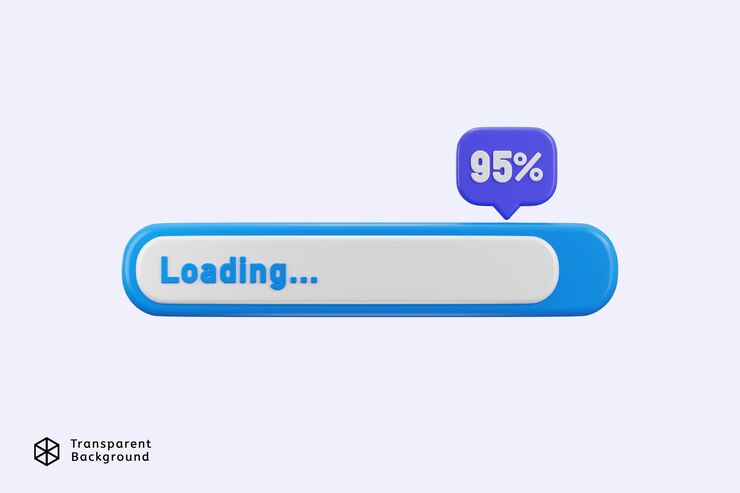 PSD 95 percent progress of loading bar icon 3d rendering vector illustration