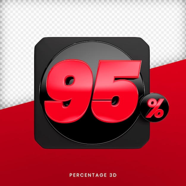 95 Percentage 3D render premium psd