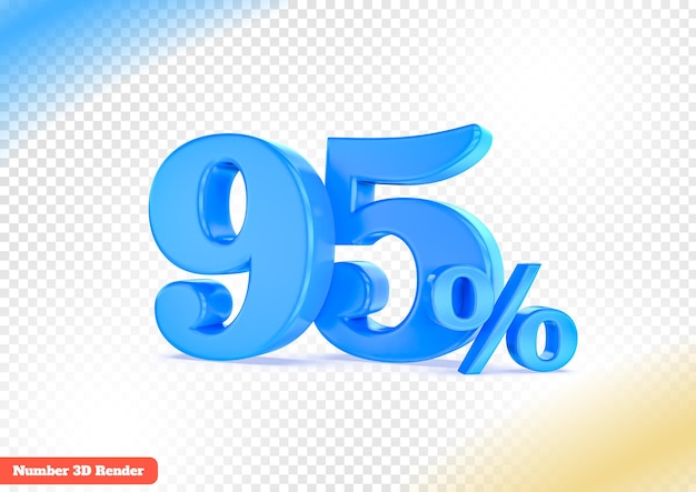 95 procent blauw nummer 3D-rendering