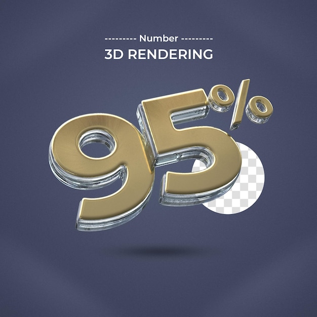 PSD 95 procent renderowania 3d z przezroczystym tłem