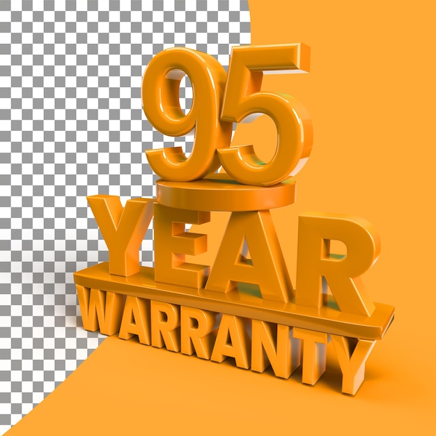 PSD 95year warranty with 3d rendering in psd file transparent background 95 year 3d render