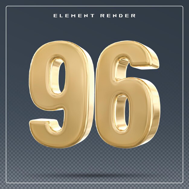 PSD 96 number gold 3d render