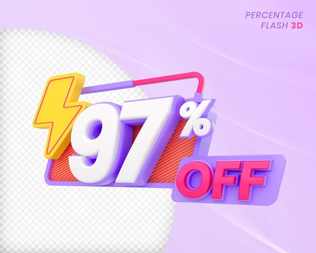 97 percent off with flash element 3d render premium psd