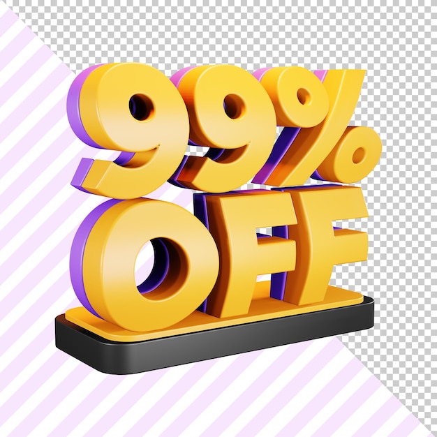 PSD 99 percent off 3d rendering