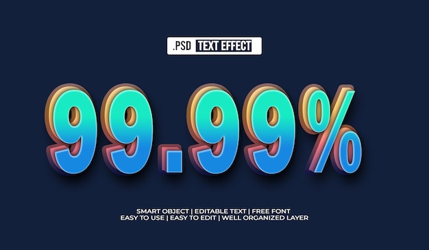 99 Percent PSD Text Effect 3D Editable