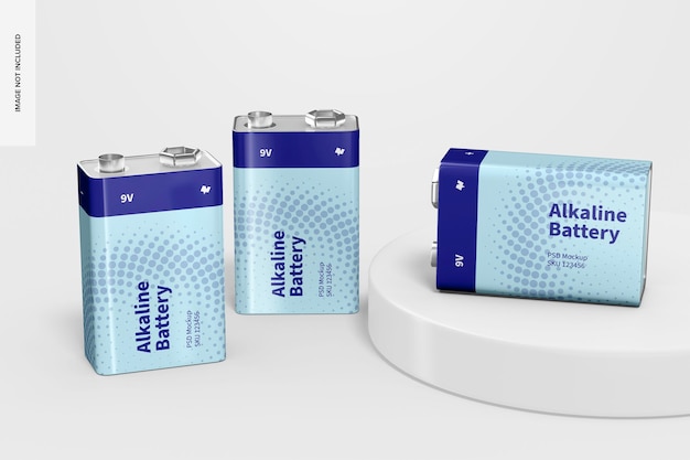 9v alkaline batterijen mockup