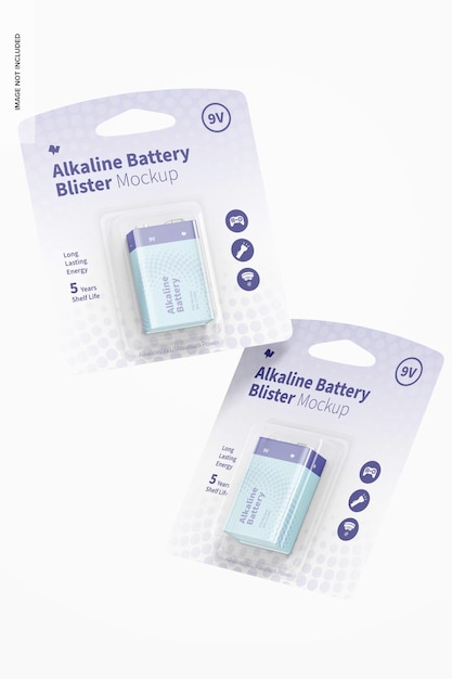 Mockup di blister per batterie alcaline da 9 v