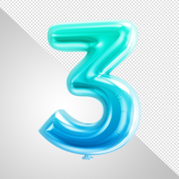 A 3d blue and green number 3 in a 3d shape.