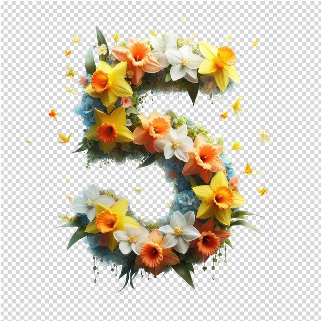 PSD 3d 絵の花と文字が描かれています