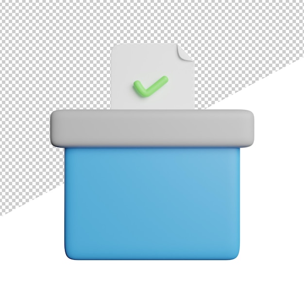 PSD 青いボックスと緑のチェック ボタンが付いた 3d アイコン。