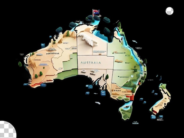 PSD Трехмерная модальная карта австралии