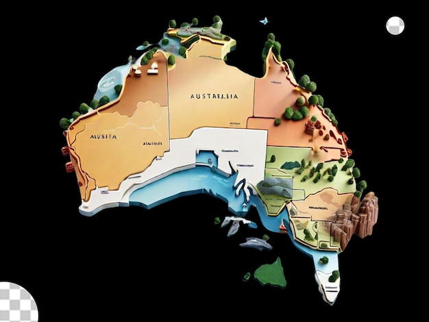 PSD 3dモダルのオーストラリアの地図