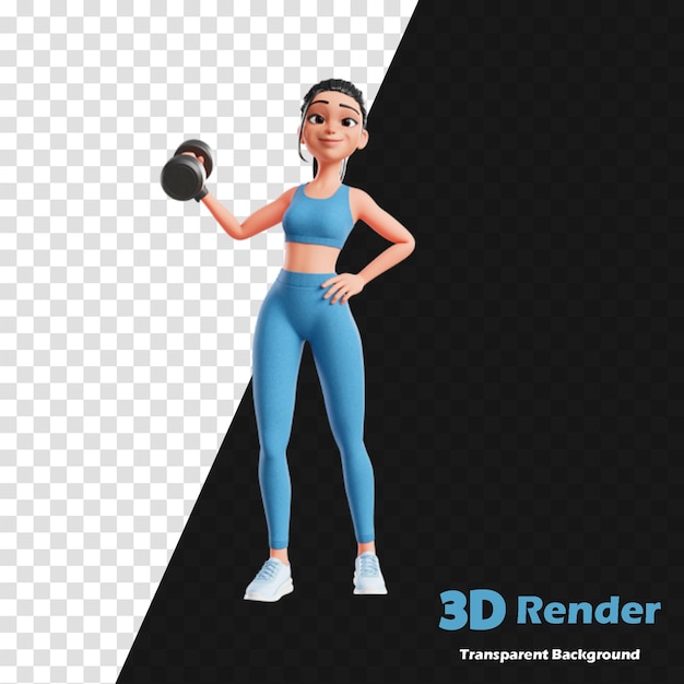a 3d model of a 3d model with a 3d image of a woman holding a dumbbell