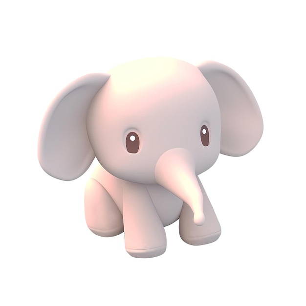 PSD 아기 코끼리가 흰 배경에 서 있습니다.