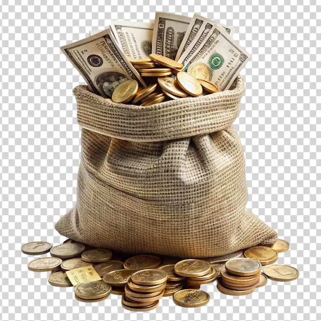 PSD a bag full of money on transparent background