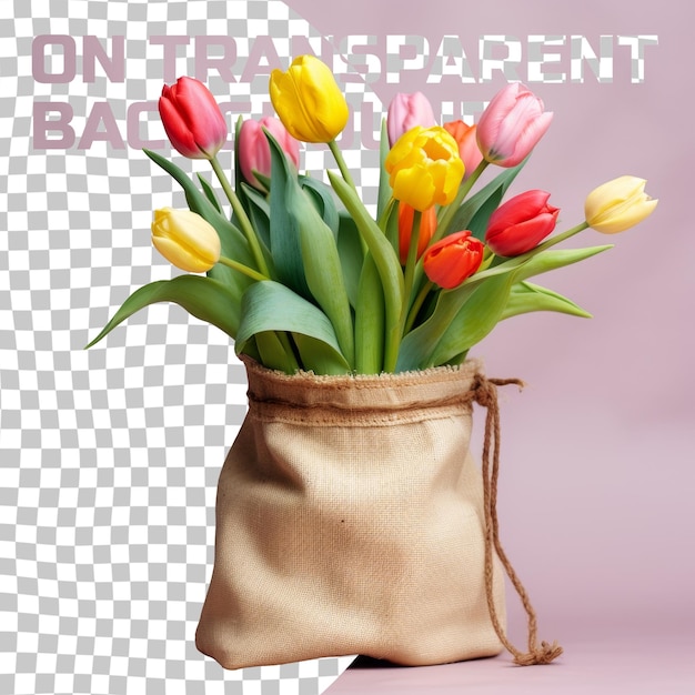 PSD a bag of tulips with a bag of tulips on it