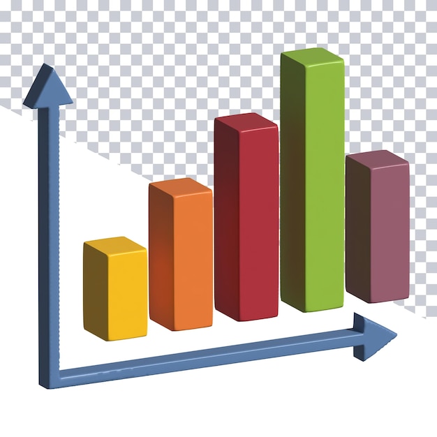 A bar graph with a red arrow pointing up and the words business on it