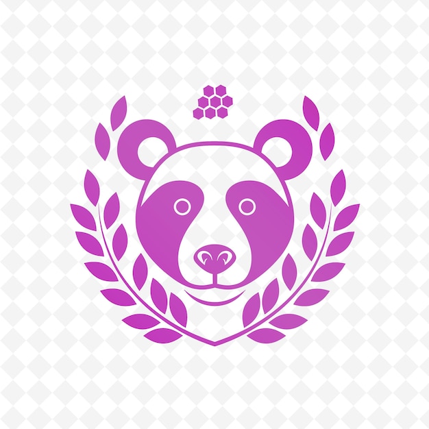 PSD その上に紫の花がついたクマの頭