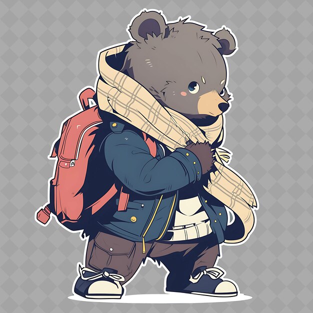 Медведь с рюкзаком и рюкзак, на котором написано медведь