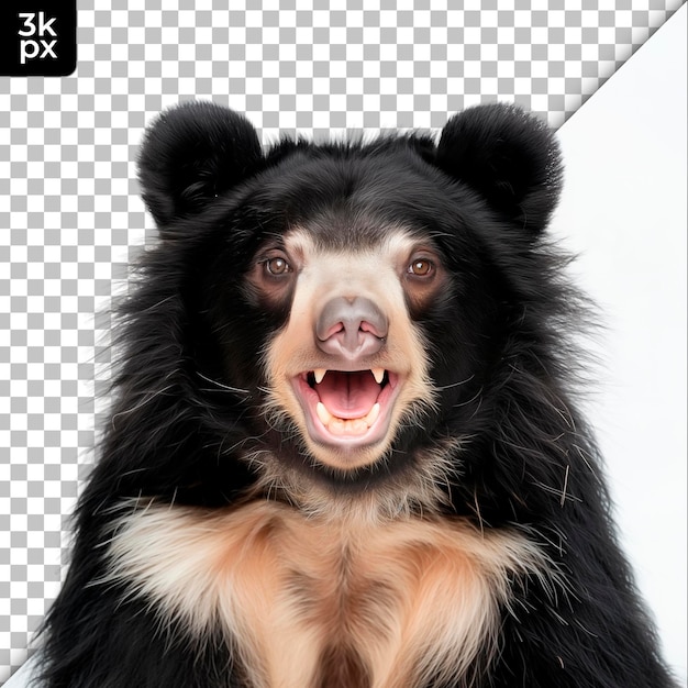 PSD Медведь с черным лицом и белым фоном с черно-белым фоном