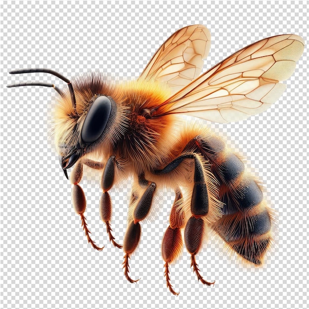 PSD Пчела с желтым телом и черно-белым фоном