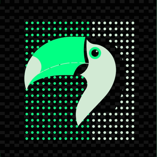 PSD a bird with a green face is standing on a black background