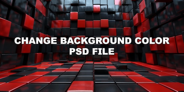 PSD 中央のストックの背景に赤い正方形がある黒と赤の部屋