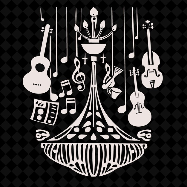 PSD 악기 와 들리어 를 가진 음악 스탠드 의 검은색 과 색 이미지