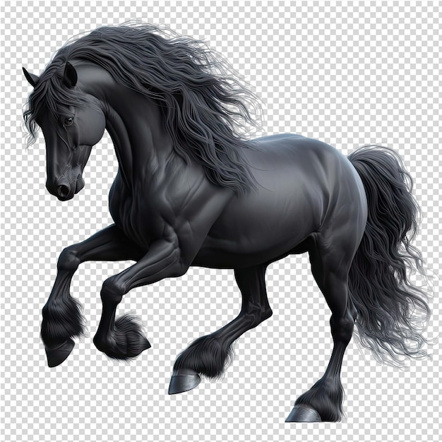 PSD Черная лошадь с черной гривой и хвостом